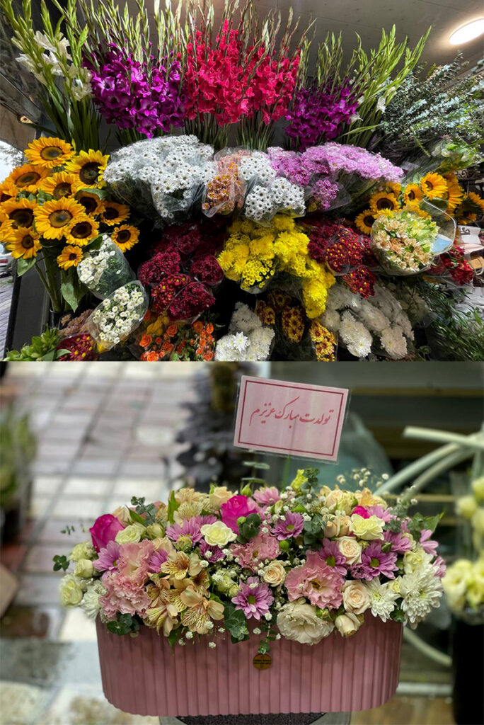 نمایی از باکس گل طبیعی برای تبریک تولد